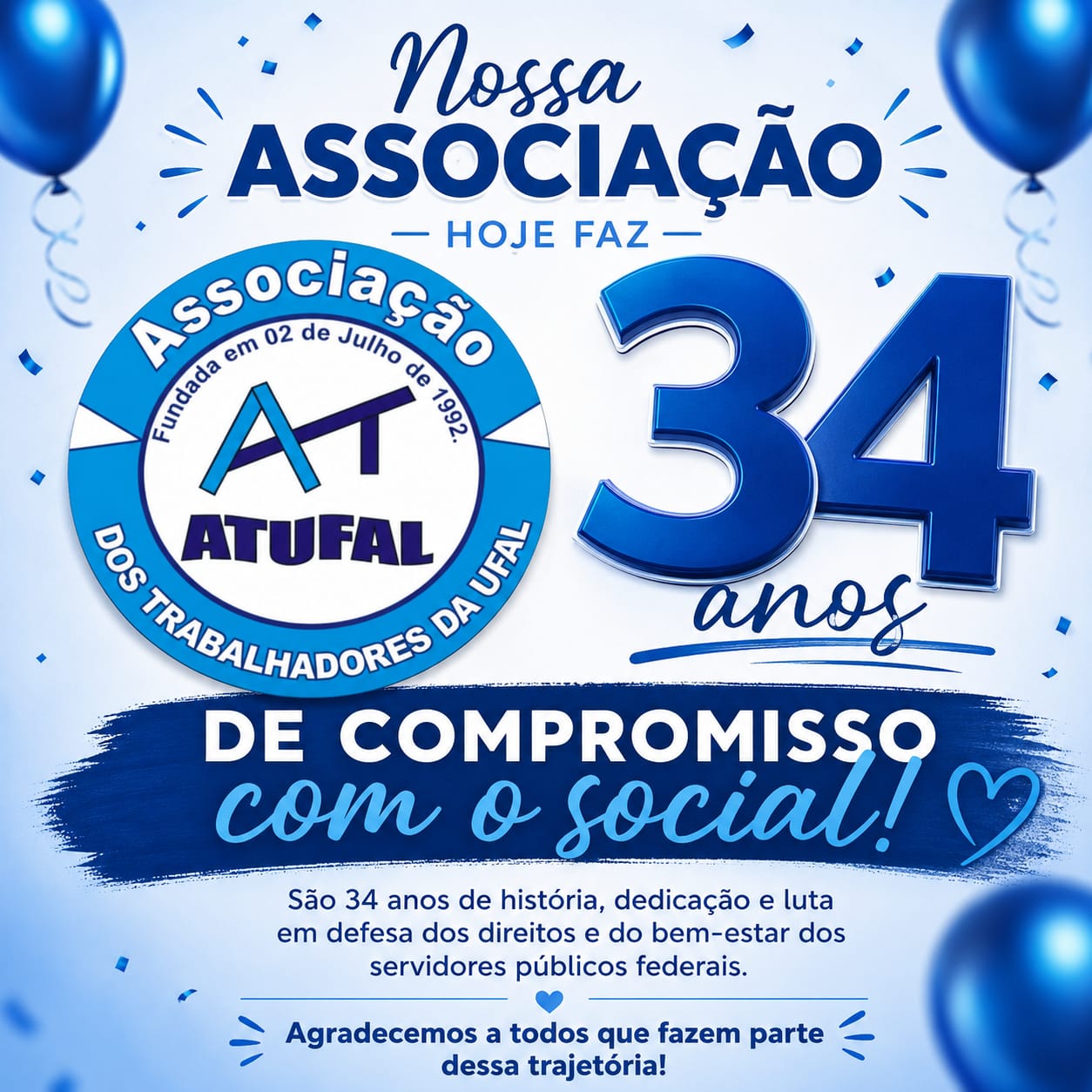 🎉34 anos de história, compromisso e dedicação!💙